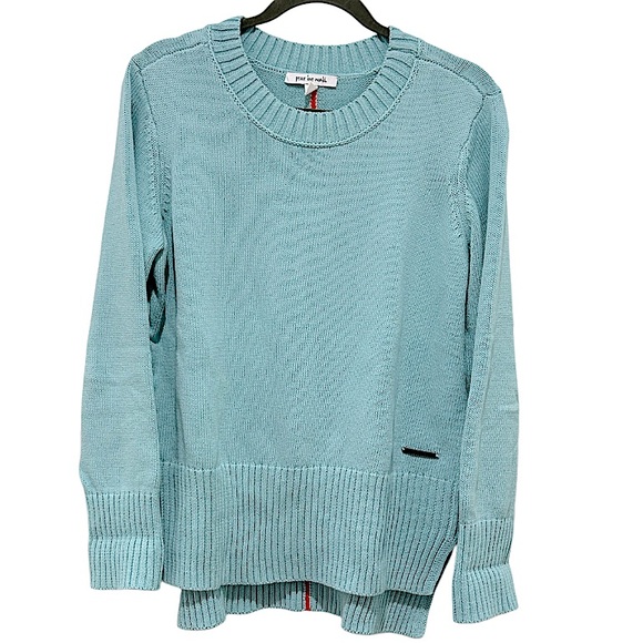 🔥SOLD🔥Peace Love World Womens Soft Seafoam Cotton Crewneck Knit Oversized - Picture 1 of 10
